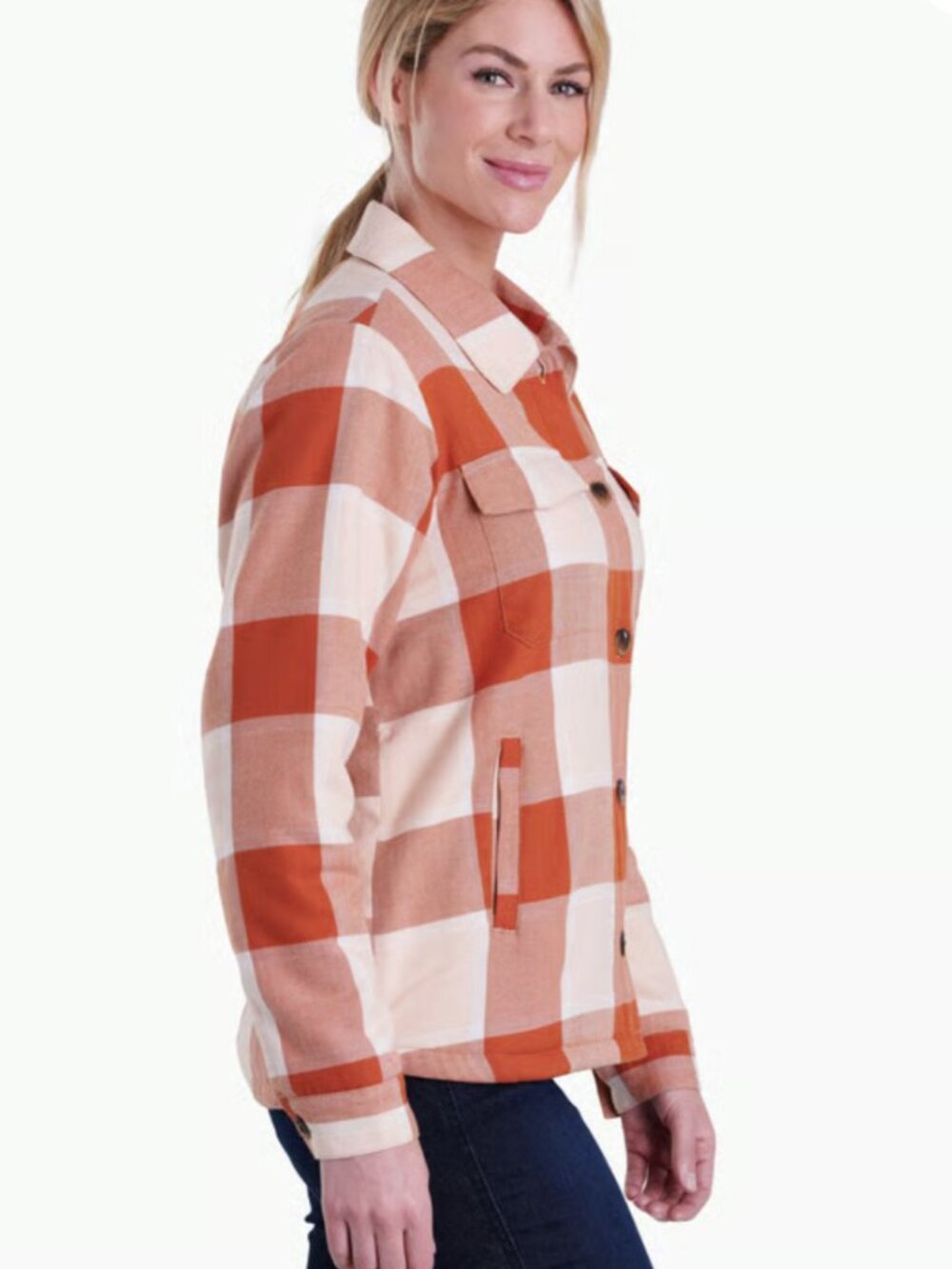 KUHL Ember Shirtjak Womens Jacket XL Fleece Buffalo Plaid Outdoor Cabin Nature - Picture 3 of 13